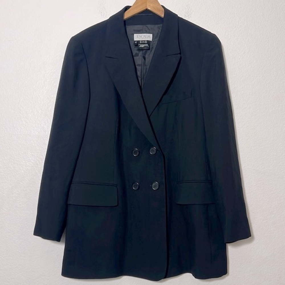 Escada Elements Black Wool Blazer Size 44